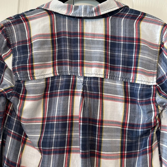 Aeo boyfriend fit button down shirt plaid blue white red in XS cotton blend - Picture 4 of 10